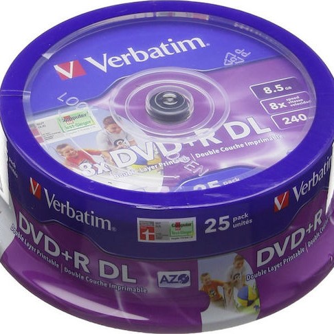 Verbatim Εγγράψιμα DVD+R 8x Dual Layer 8.5GB Cake Box 25τμχ