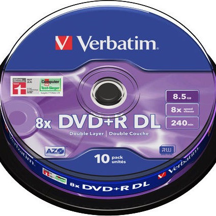 Verbatim Εγγράψιμα DVD+R 8x Dual Layer 8.5GB Cake Box 10τμχ