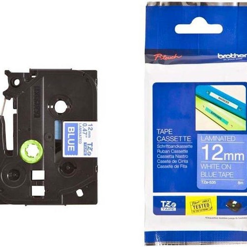 Brother TZe-535 Ταινία Ετικετογράφου 8m x 12mm σε Μπλε Χρώμα