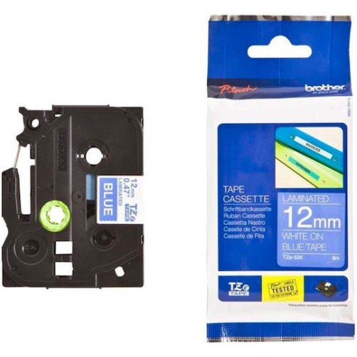 Brother TZe-535 Ταινία Ετικετογράφου 8m x 12mm σε Μπλε Χρώμα