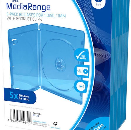 MediaRange DVD Box για 1 Δίσκο με Διάφανη Πρόσοψη σε Μπλε Χρώμα 5τμχ