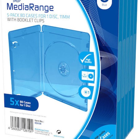 MediaRange DVD Box για 1 Δίσκο με Διάφανη Πρόσοψη σε Μπλε Χρώμα 5τμχ