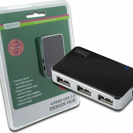 Digitus USB 2.0 Hub 4 Θυρών με σύνδεση USB-A και Εξωτερική Παροχή Ρεύματος