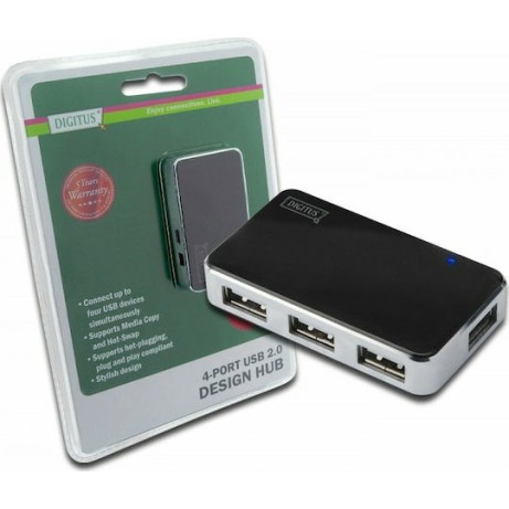 Digitus USB 2.0 Hub 4 Θυρών με σύνδεση USB-A και Εξωτερική Παροχή Ρεύματος