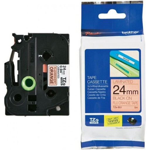 Brother TZe-B51 Ταινία Ετικετογράφου 5m x 24mm σε Πορτοκαλί Χρώμα