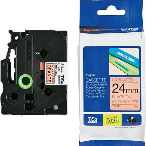 Brother TZe-B51 Ταινία Ετικετογράφου 5m x 24mm σε Πορτοκαλί Χρώμα