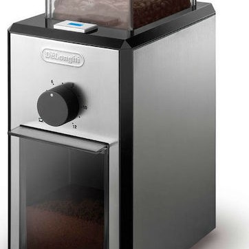 De'Longhi Ηλεκτρικός Μύλος Καφέ 110W με Χωρητικότητα 120gr και 16 Επίπεδα Άλεσης Ασημί