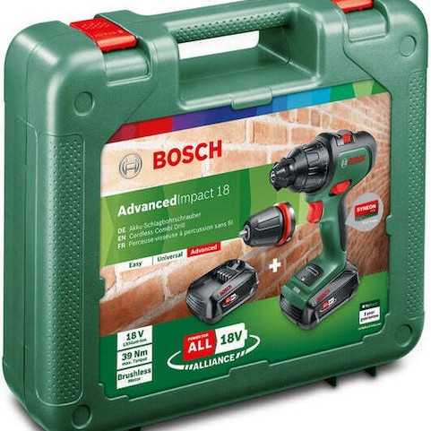 Bosch Advanced Impact 18 Κρουστικό Δραπανοκατσάβιδο Μπαταρίας Brushless 18V 2x1.5Ah