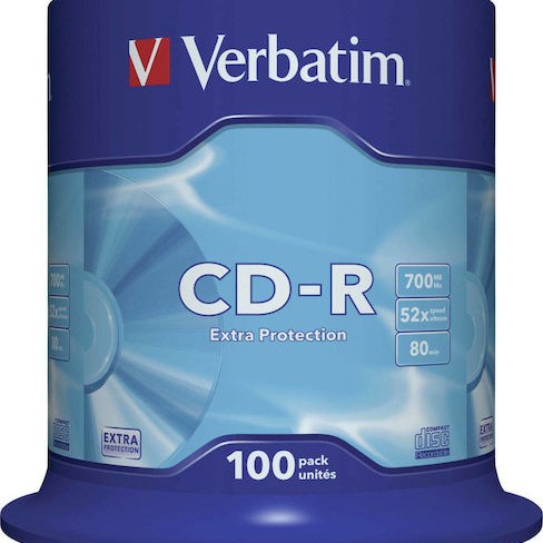 Verbatim Εγγράψιμα CD-R 52x 700MB Cake Box 100τμχ