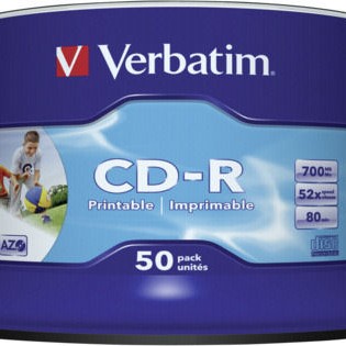 Verbatim Εγγράψιμα CD-R 52x Printable 700MB Cake Box 50τμχ