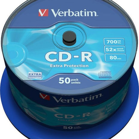 Verbatim Εγγράψιμα CD-R 52x Printable 700MB Cake Box 50τμχ