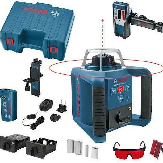 Bosch GRL 300 HV Αυτορυθμιζόμενο Περιστροφικό Αλφάδι Laser Κόκκινης Δέσμης 9V με Εύρος Εργασίας 60m