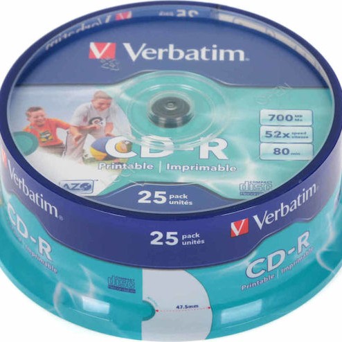 Verbatim Εγγράψιμα CD-R 52x 700MB Cake Box 25τμχ