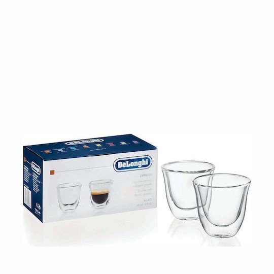 De'Longhi Σετ Φλιτζάνια Espresso Γυάλινα Διάφανα 60ml 2τμχ