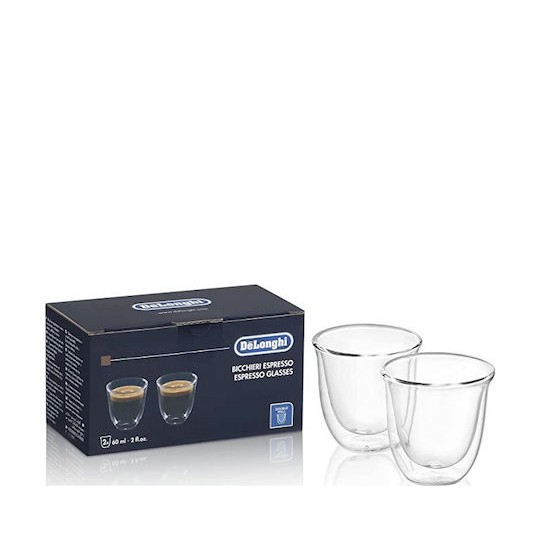 De'Longhi Σετ Φλιτζάνια Espresso Γυάλινα Διάφανα 60ml 2τμχ