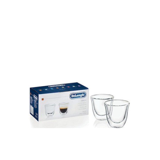 De'Longhi Σετ Φλιτζάνια Espresso Γυάλινα Διάφανα 60ml 2τμχ