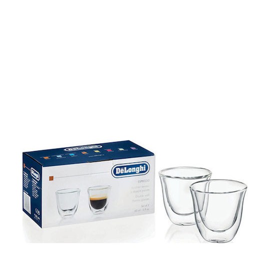 De'Longhi Σετ Φλιτζάνια Espresso Γυάλινα Διάφανα 60ml 2τμχ