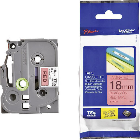 Brother Ταινία Ετικετογράφου 8m x 18mm σε Κόκκινο Χρώμα