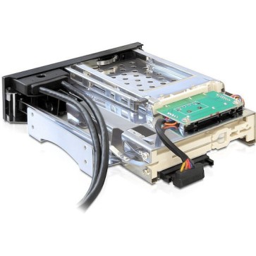 DeLock 5.25 Frame for 1 x 2.5 plus 1 x 3.5 SATA 2x USB 3.2 Μαύρο 47209