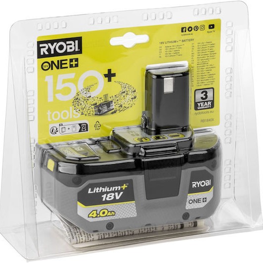 Ryobi Μπαταρία Εργαλείου Λιθίου 18V με Χωρητικότητα 4Ah RB1840X