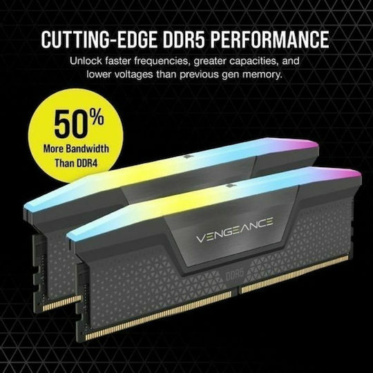Corsair Vengeance DDR5 32GB RAM με 2x16GB Modules και Ταχύτητα 6400 για Desktop