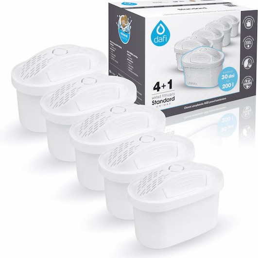 Dafi Ανταλλακτικό Φίλτρο Νερού για Κανάτα από Ενεργό Άνθρακα Standard Unimax White 5τμχ