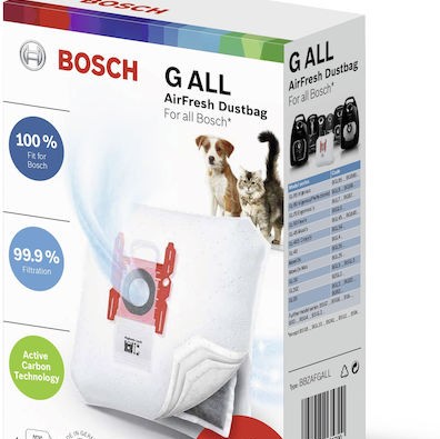 Bosch Σακούλες Σκούπας 4τμχ Συμβατή με Σκούπα Bosch / Siemens