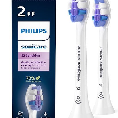 Philips Sonicare S2 Sensitive Ανταλλακτικές Κεφαλές για Ηλεκτρική Οδοντόβουρτσα HX6052/10 2τμχ