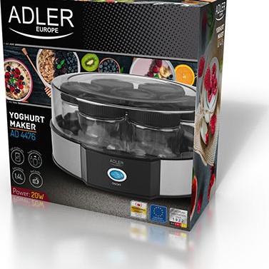 Adler Γιαουρτομηχανή με Βαζάκια 1.4lt Ασημί 20W