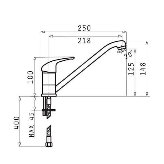 Pyramis Asalia Μπαταρία Κουζίνας Πάγκου Grey Concrete