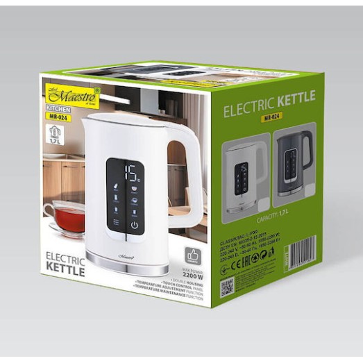 Maestro Βραστήρας 1.7lt 2200W Λευκός