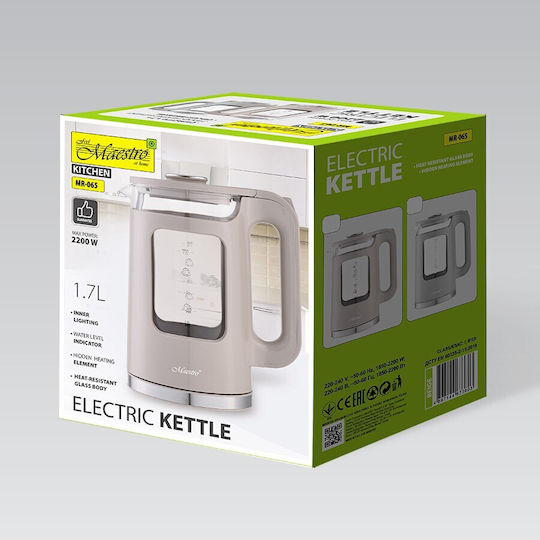 Maestro Electric Βραστήρας 1.7lt 2200W Γκρι