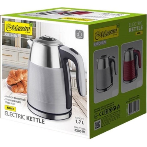 Maestro Βραστήρας 1.7lt 2200W Γκρι