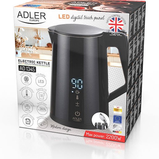 Adler black Βραστήρας 1.7lt 2200W Μαύρος