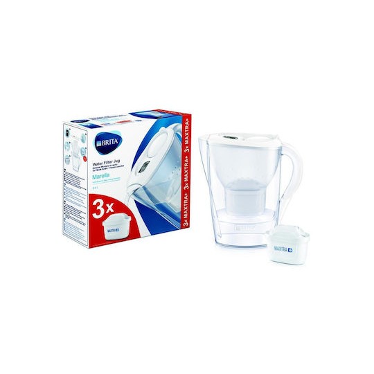Brita Marella Κανάτα Σερβιρίσματος Πλαστική White με Φίλτρο 2400ml