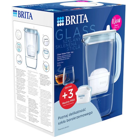 Brita Glass Κανάτα Σερβιρίσματος Γυάλινη με Φίλτρο 2500ml