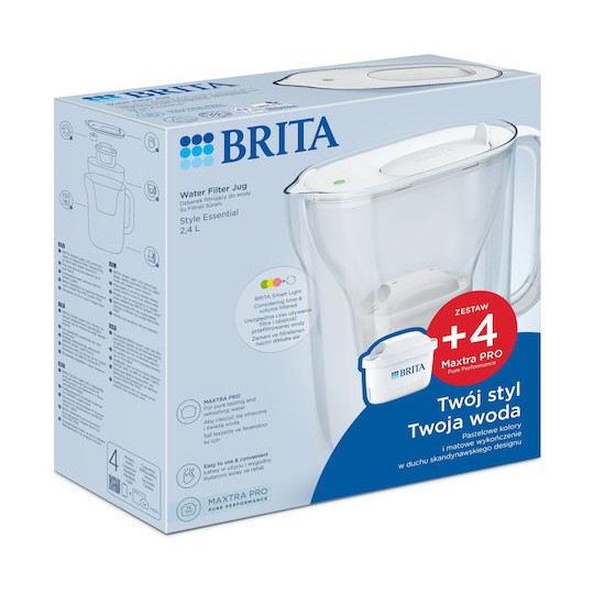Brita Style Essential Κανάτα Σερβιρίσματος Πλαστική White με Φίλτρο 2400ml