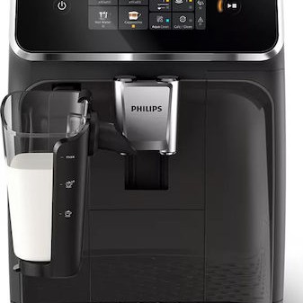 Philips Series 2300 Αυτόματη Μηχανή Espresso 1500W Πίεσης 15bar για Cappuccino με Μύλο Άλεσης Μαύρη