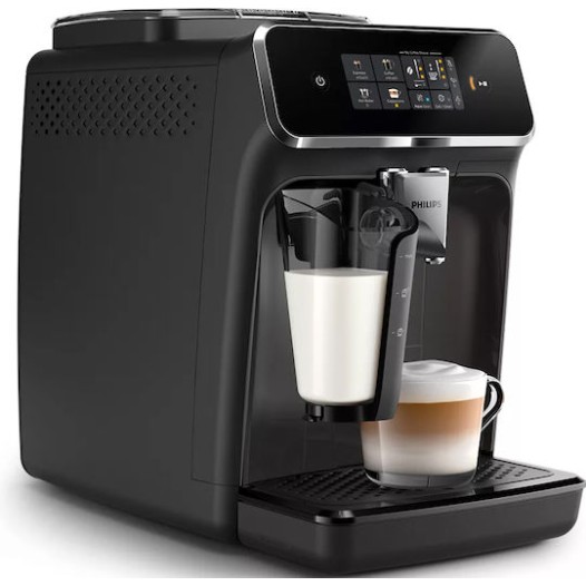 Philips Series 2300 Αυτόματη Μηχανή Espresso 1500W Πίεσης 15bar για Cappuccino με Μύλο Άλεσης Μαύρη
