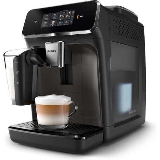 Philips Series 2300 Αυτόματη Μηχανή Espresso 1500W Πίεσης 15bar για Cappuccino με Μύλο Άλεσης Μαύρη