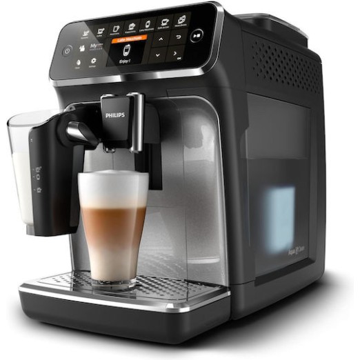 Philips Series 4300 Αυτόματη Μηχανή Espresso 1500W Πίεσης 15bar για Cappuccino με Μύλο Άλεσης Μαύρη