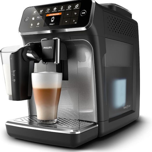 Philips Series 4300 Αυτόματη Μηχανή Espresso 1500W Πίεσης 15bar για Cappuccino με Μύλο Άλεσης Μαύρη