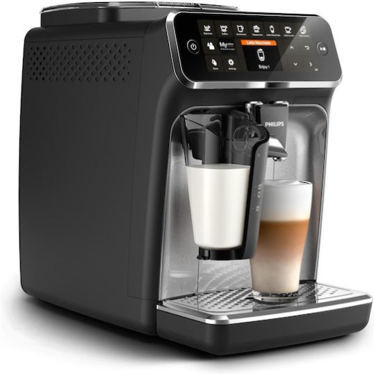 Philips Series 4300 Αυτόματη Μηχανή Espresso 1500W Πίεσης 15bar για Cappuccino με Μύλο Άλεσης Μαύρη