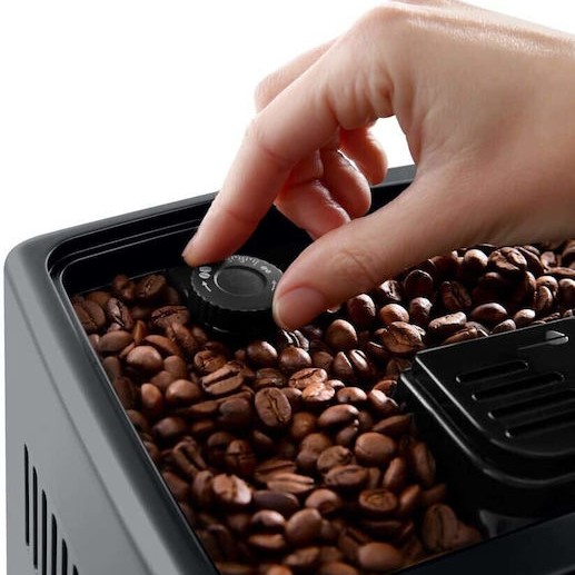 De'Longhi Dinamica Plus Αυτόματη Μηχανή Espresso 1450W Πίεσης 15bar για Cappuccino με Μύλο Άλεσης Ασημί