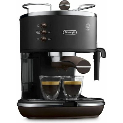 De'Longhi Icona Vintage Μηχανή Espresso 1100W Πίεσης 15bar Μαύρη