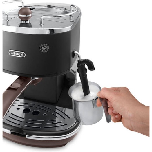 De'Longhi Icona Vintage Μηχανή Espresso 1100W Πίεσης 15bar Μαύρη