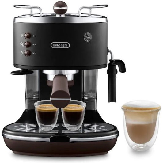 De'Longhi Icona Vintage Μηχανή Espresso 1100W Πίεσης 15bar Μαύρη