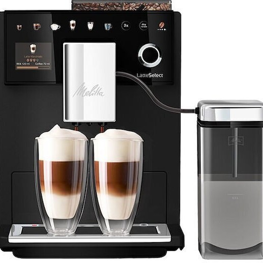 Melitta Latteselect Αυτόματη Μηχανή Espresso 1400W Πίεσης 15bar με Μύλο Άλεσης Μαύρη