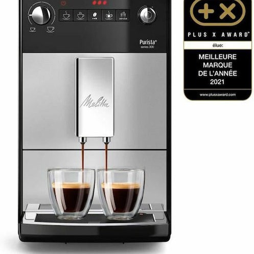 Melitta Purista® Series 300 Αυτόματη Μηχανή Espresso 1450W Πίεσης 15bar με Μύλο Άλεσης Μαύρη