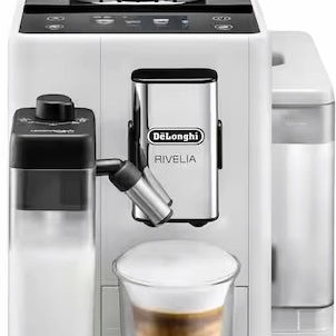 De'Longhi Rivelia Αυτόματη Μηχανή Espresso 1450W Πίεσης 19bar για Cappuccino με Μύλο Άλεσης Λευκή